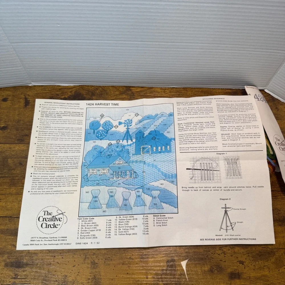 VTG '82 Creative Circle 1424 Harvest Time Needlepoint Kit Farmhouse Cottagecore - Picture 8 of 11